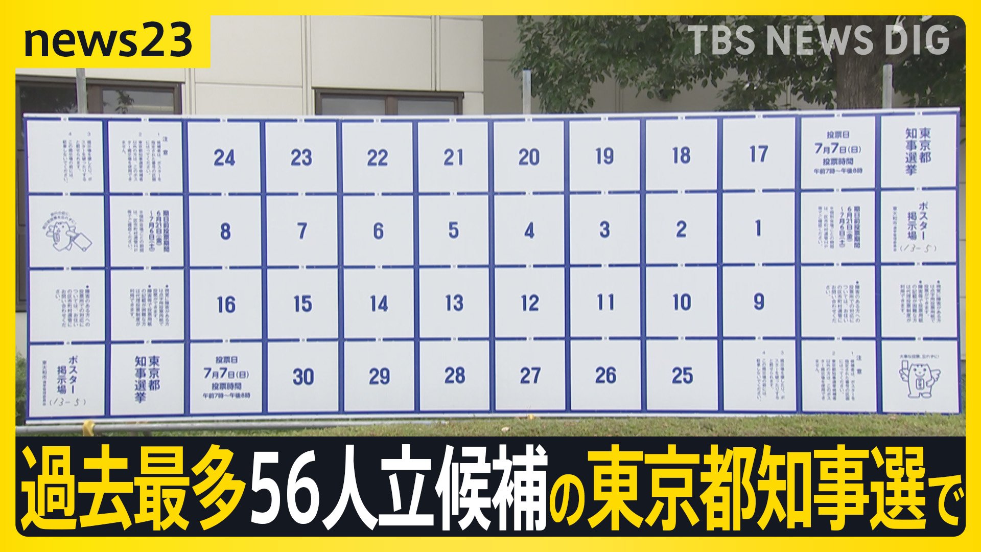 “ポスターを貼る枠が足りない”過去最多56人立候補の東京都知事選で異例の事態　候補者自らがクリアファイルで増枠も【news23】