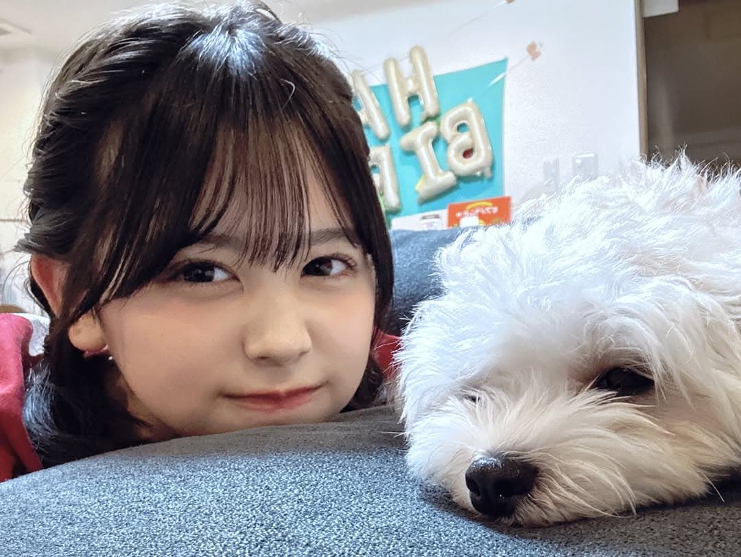 【 キンコン梶原の長女・梶原叶渚 】　愛犬あられちゃんとの癒しタイムを公開　ファン反響　「かわいいが渋滞してる」