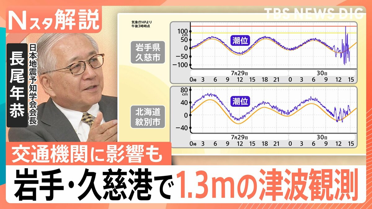 岩手・久慈港で1.3mの津波観測「防波堤を超える波も」広範囲に津波警報、交通機関にも影響が【Nスタ解説】