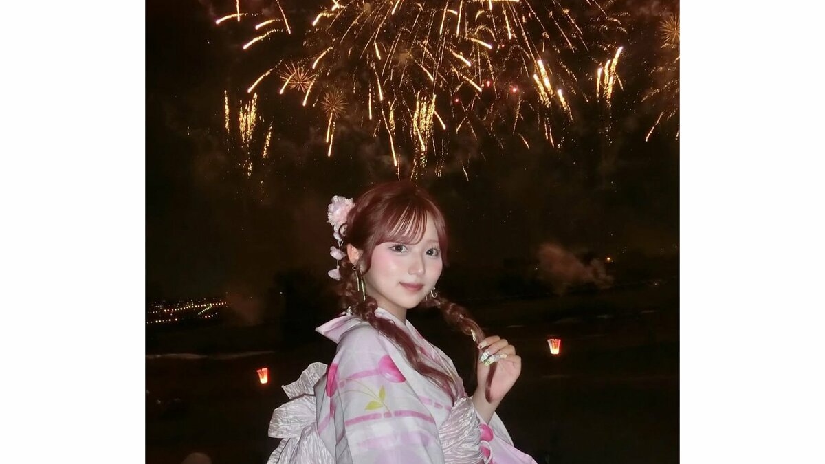 【辻希美・長女】希空「今年初めての花火大会行ってきた」 さくらんぼ柄の浴衣姿とハート花火の奇跡的な出会い 夏の思い出を投稿
