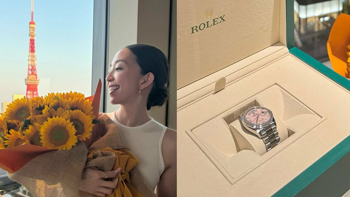 【 松島花 】 「今年は36歳らしい大人な誕生日を過ごしています」　夫からの「ビックリ仰天」プレゼント　ひまわり36本の花束・ピンクオパールのロレックスに感激