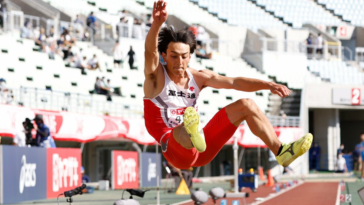 男子走幅跳 橋岡優輝が8m08で優勝 追い風参考記録も唯一の8m越え披露【オールスターナイト陸上】