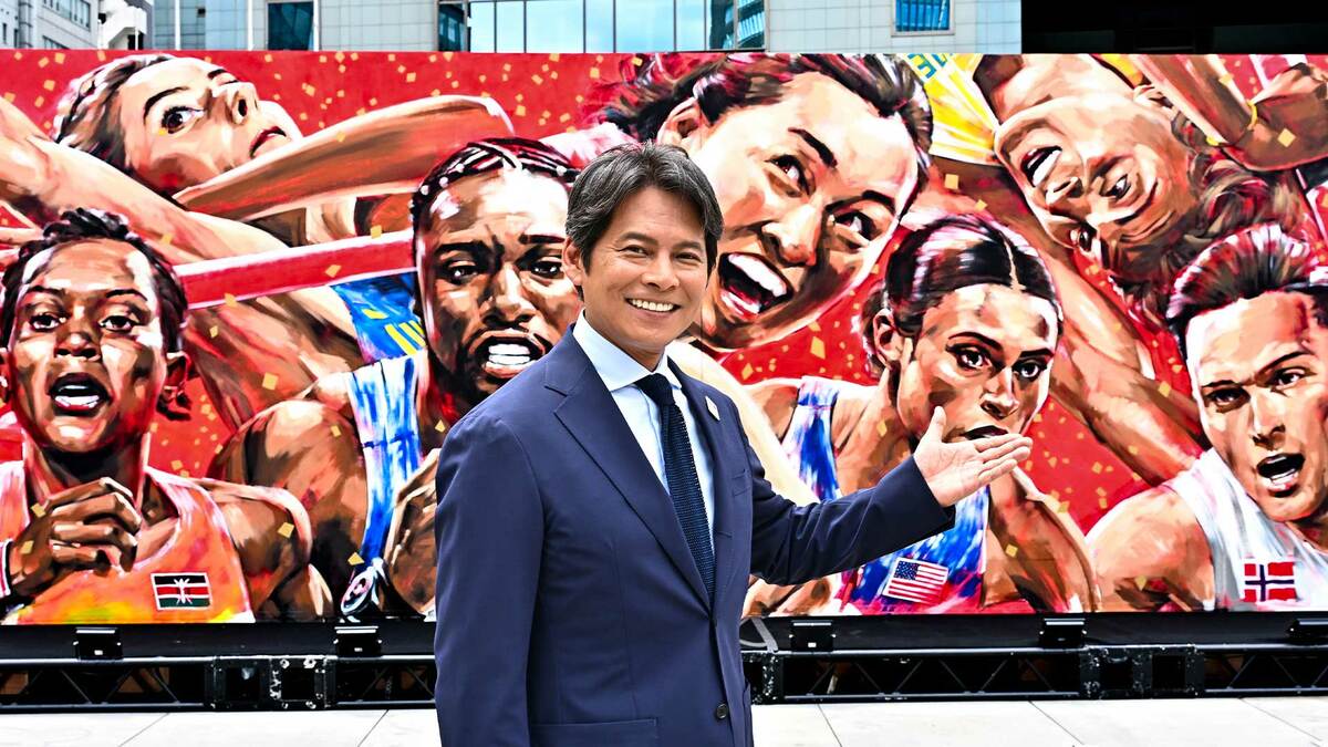 織田裕二さんが“最後の仕上げ”「ドキドキしました」女子やり投・北口榛花ら超人が巨大壁画に【東京2025世界陸上】