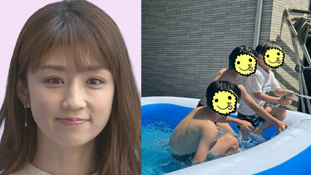 【小倉優子】「一泊でしたが、リフレッシュできました」実家帰省の家族写真を公開　ビニールプールで3兄弟の笑顔あふれる夏の思い出