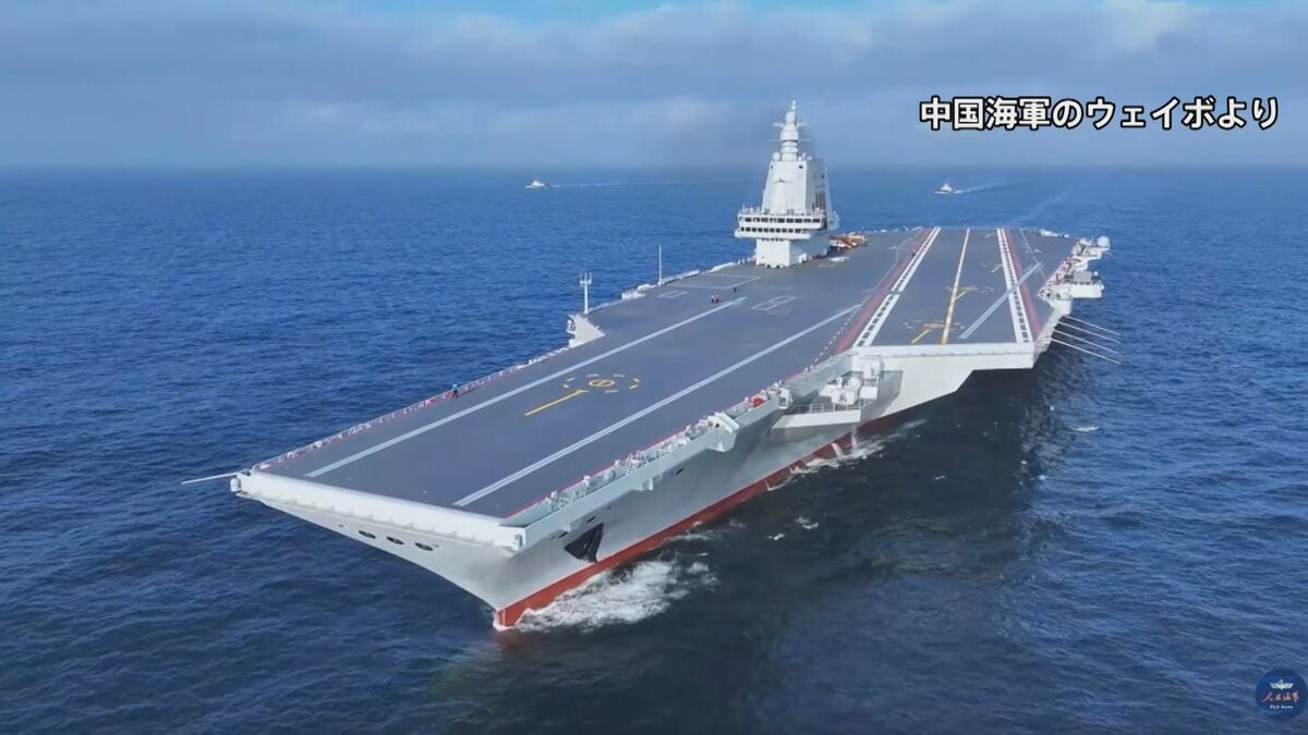 中国　3隻目の空母「福建」が台湾海峡通過　南シナ海で訓練と発表
