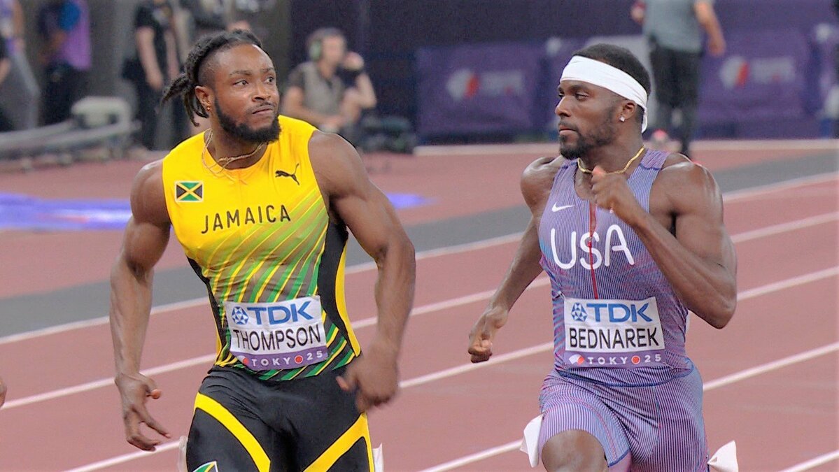 優勝候補の2人が“見つめ合い” 9秒85の同タイムで仲良く決勝へ、織田裕二さんも興奮「“お前やるな”」と吹替え【男子100m準決勝】