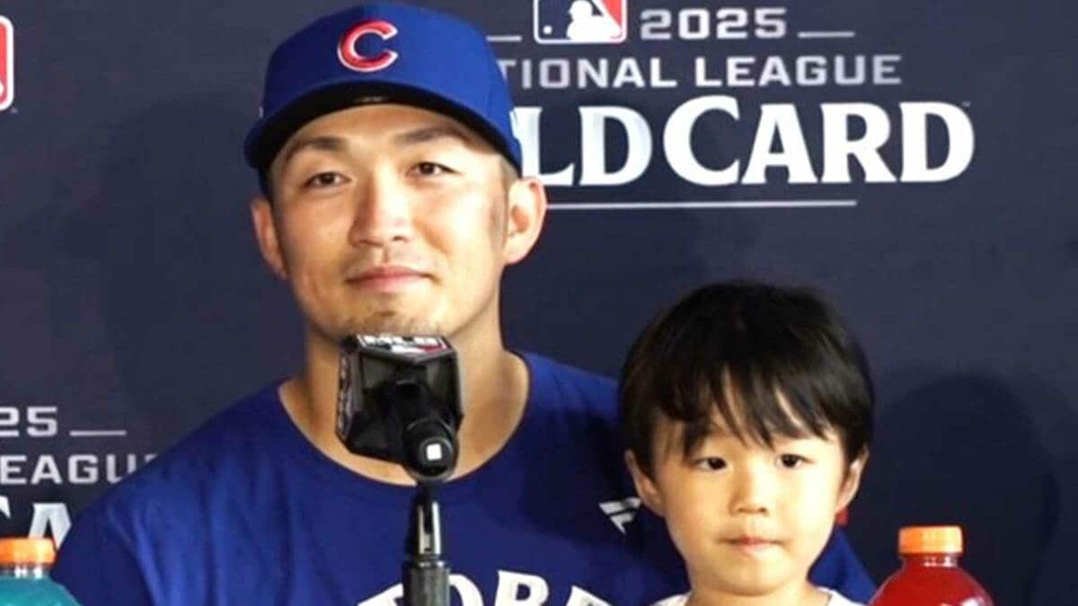 鈴木誠也 長男と会見「とりあえず最高でした。（息子は）泣いてたみたいです」PO初出場初アーチの大仕事