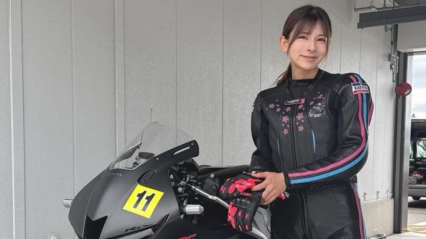 【 葉月美優 】「今年もSUPER GT開催サーキット全制覇」HONDAのバイクCBR600RRでSUGOのレーシングコースを走行