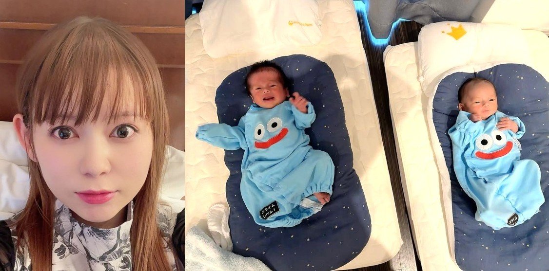 【 中川翔子 】 「スライムたちがあらわれた！」「スライム服！　双子に着せるの夢で」「ついに今日着せるの叶いました！　スライムレベル1って書いてある最高」