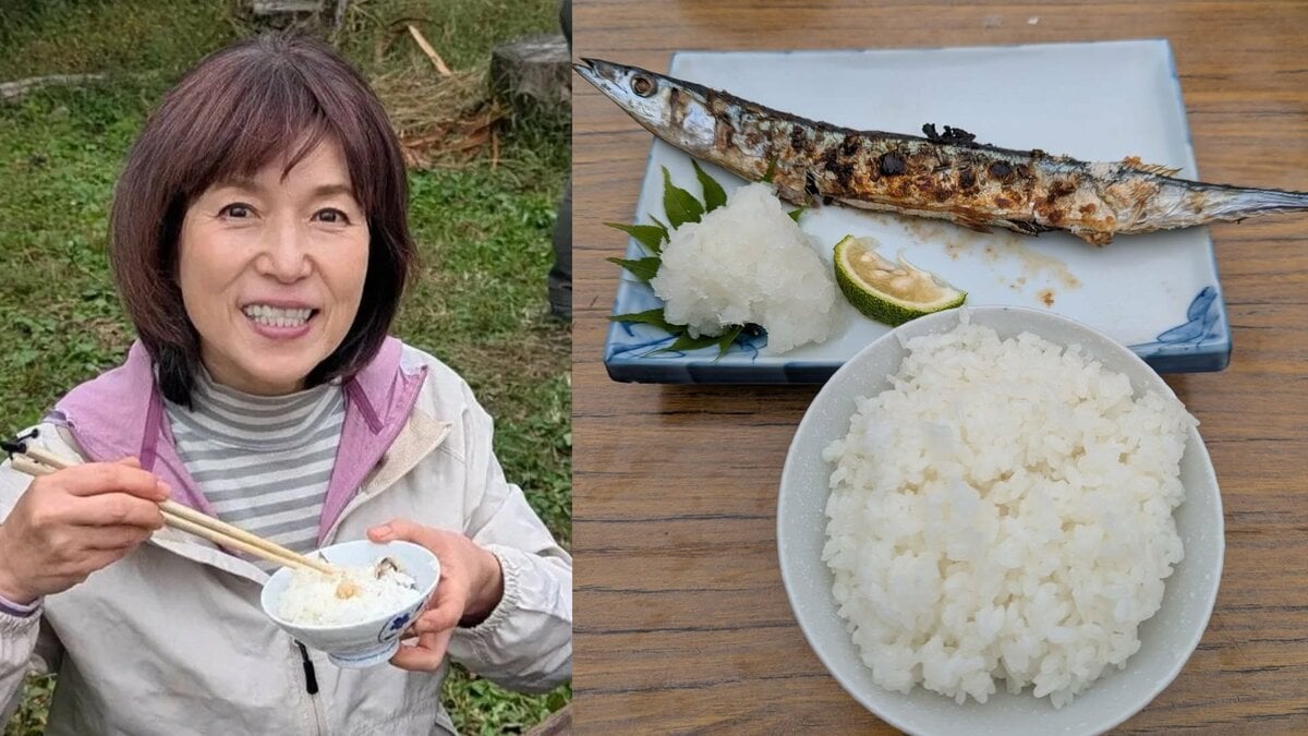 【磯野貴理子】自ら育てた“新米”を羽釜炊き！ 炭火焼き秋刀魚と堪能「自然の恵みってありがたいな」「得も言われぬ幸福感」