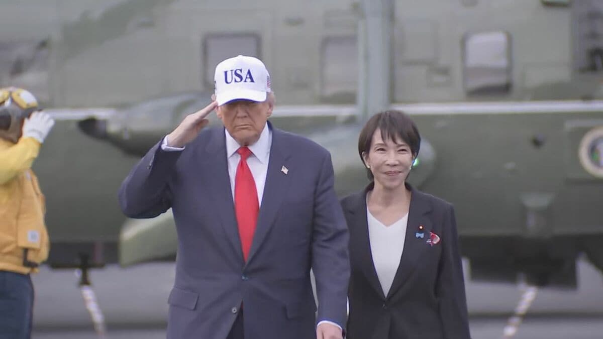 米軍横須賀基地にトランプ大統領と高市総理が到着　このあとトランプ氏が演説