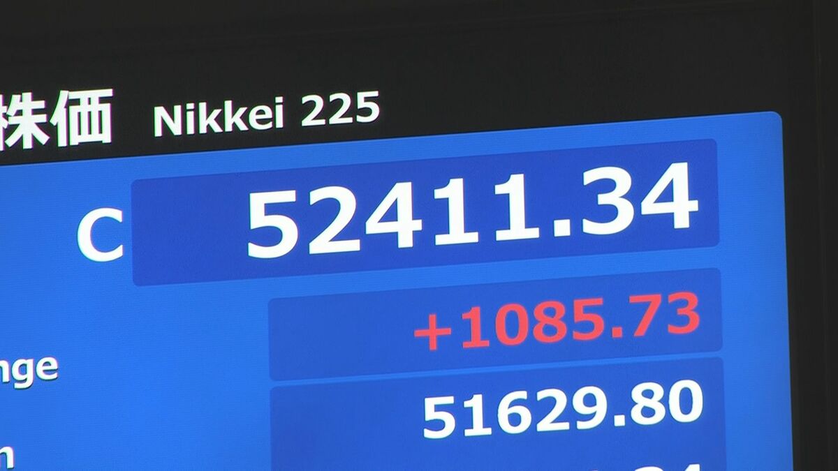 日経平均3日連続で最高値更新　31日終値5万2411円　史上初めての5万2000円台