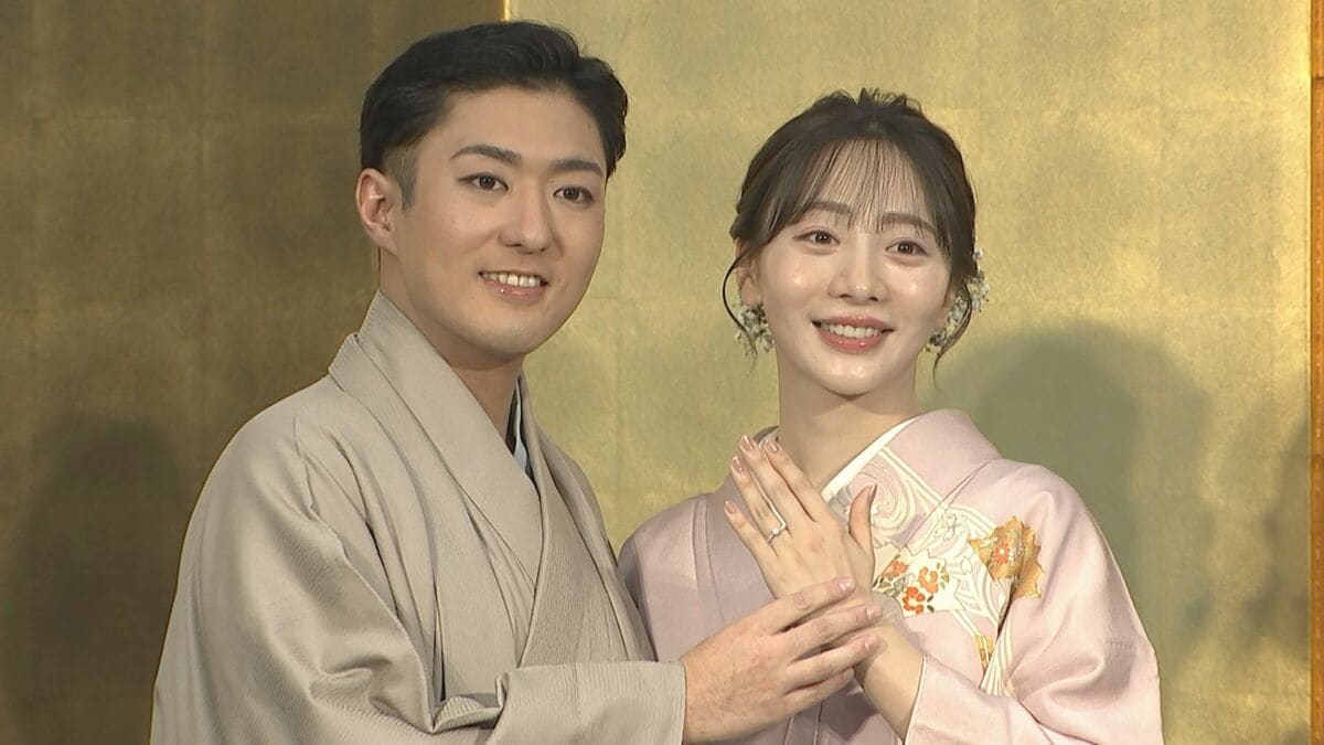 【 中村橋之助 ♥ 元乃木坂46・能條愛未 】　婚約会見　プロポーズ裏エピソード明かす　母・三田寛子「失敗しても大丈夫」フォローに苦笑い