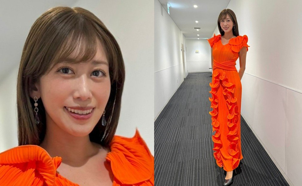 【 中川安奈 】 「MCをつとめさせていただきました❤」　オレンジ衣装のオフショット公開　「贅沢なひとときをありがとうございました」