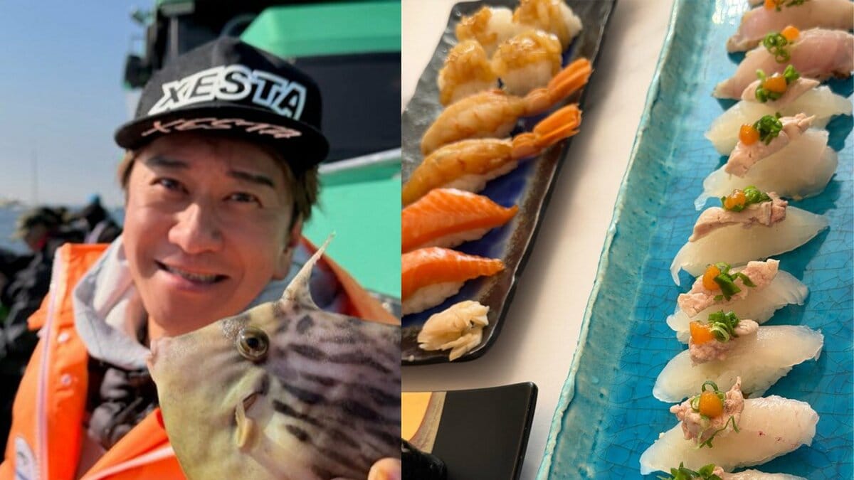 【 川﨑麻世 】 夫婦で釣ったカワハギで豪華な寿司作り 肝を乗せ「最高に美味しくて2人でうま〜と声が揃って思わず笑ってしまいました」