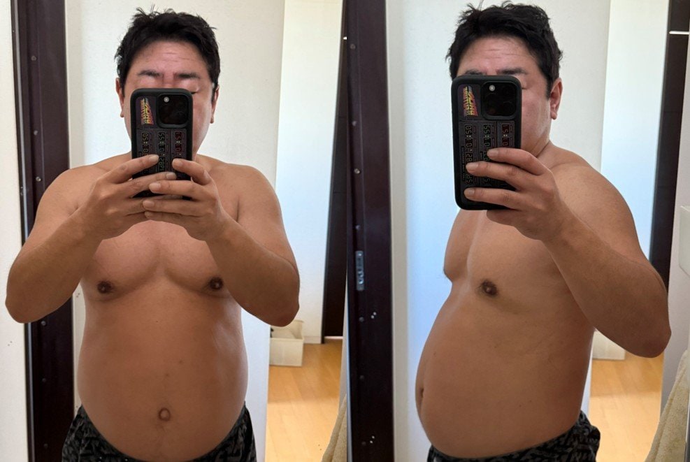 【 錦鯉・渡辺隆 】 「#今日の肉体」「#とんでもねぇ豚野郎」 自身の肉体データ公開 体重・体脂肪・BMI 食事内容も明かす