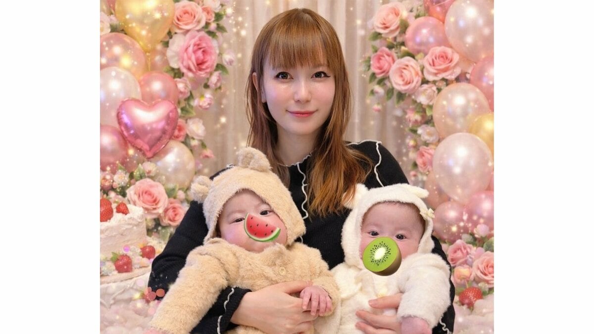 【 中川翔子 】 双子の赤ちゃんと「初ジブリ」鑑賞 くま着ぐるみの「おしりかわいい」ショットも公開