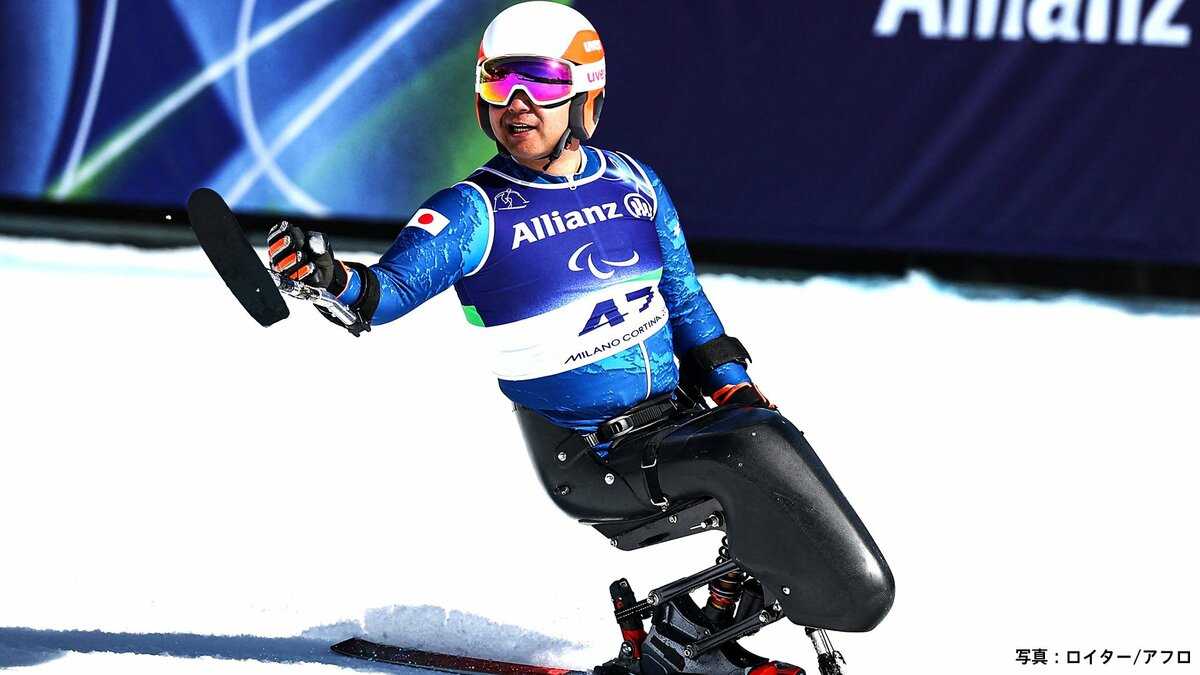 37歳の鈴木猛史が滑降で6位入賞、転倒者続出の難コースに森井大輝はフィニッシュできず【ミラノパラリンピック】