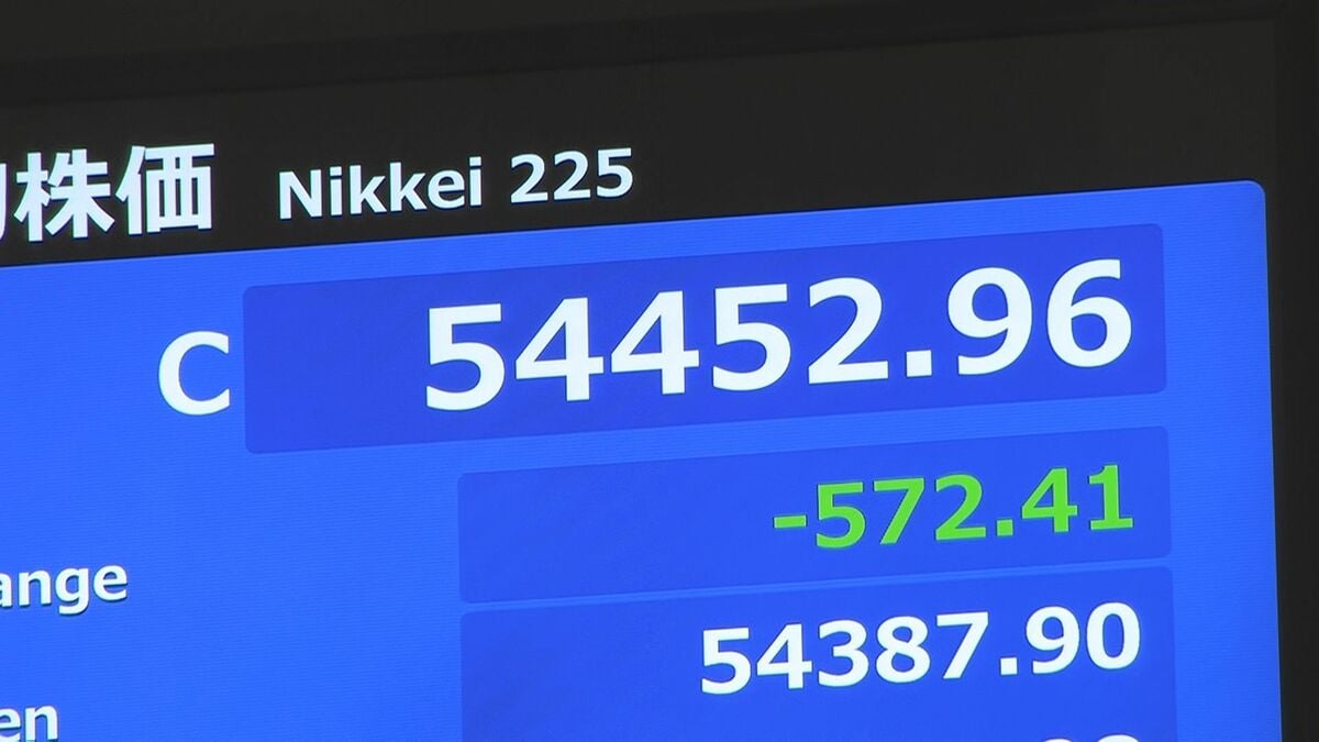 日経平均3日ぶりの反落 12日終値5万4452円（572円↓） 市場関係者「しばらく原油先物価格をにらみながらの展開続く」