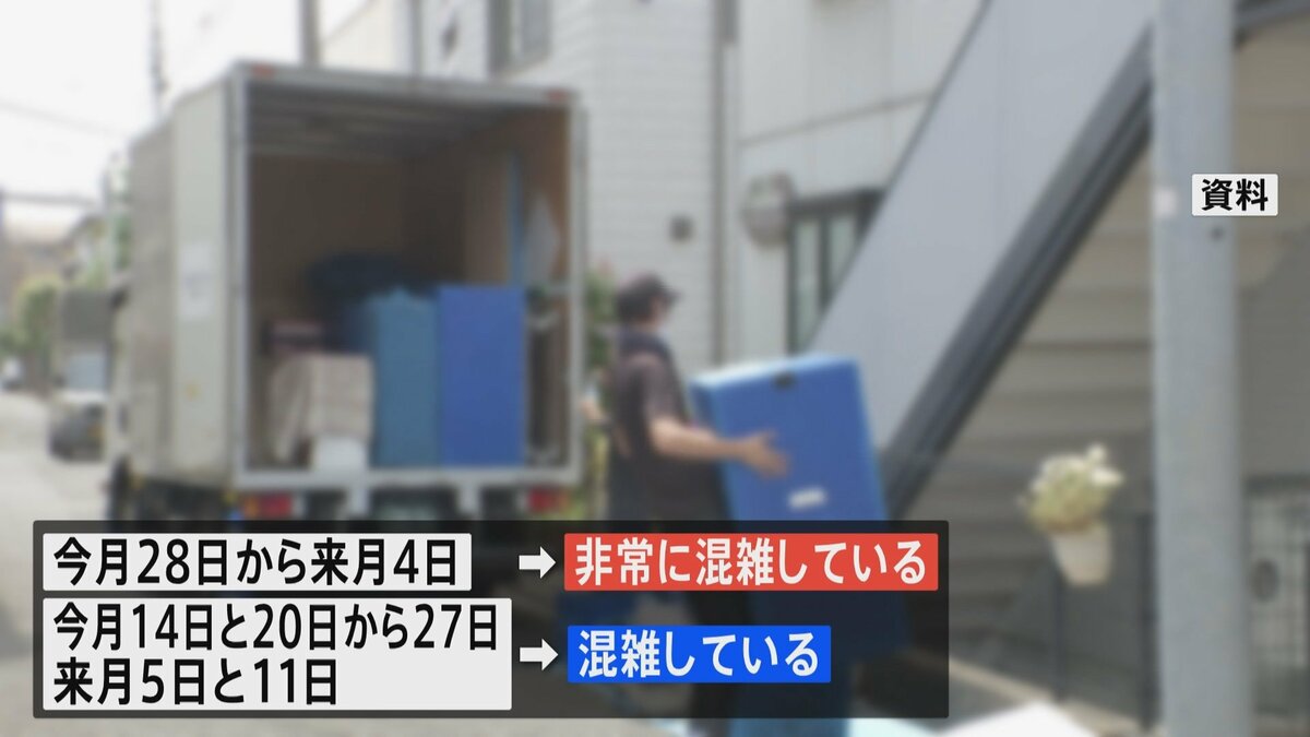 引っ越し予約 3月28日～4月4日まで「非常に混雑」 国交省が公表　予約状況を参考に引っ越し日の検討呼びかけ