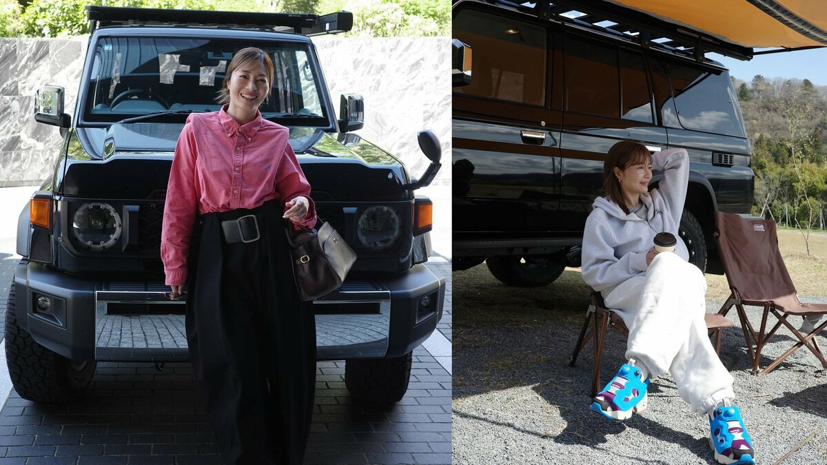 【 新山千春 】愛車「ランクル70」で桜ドライブを満喫　「自然の中で大きな深呼吸できる時間が贅沢で豊かな気持ちになれた」