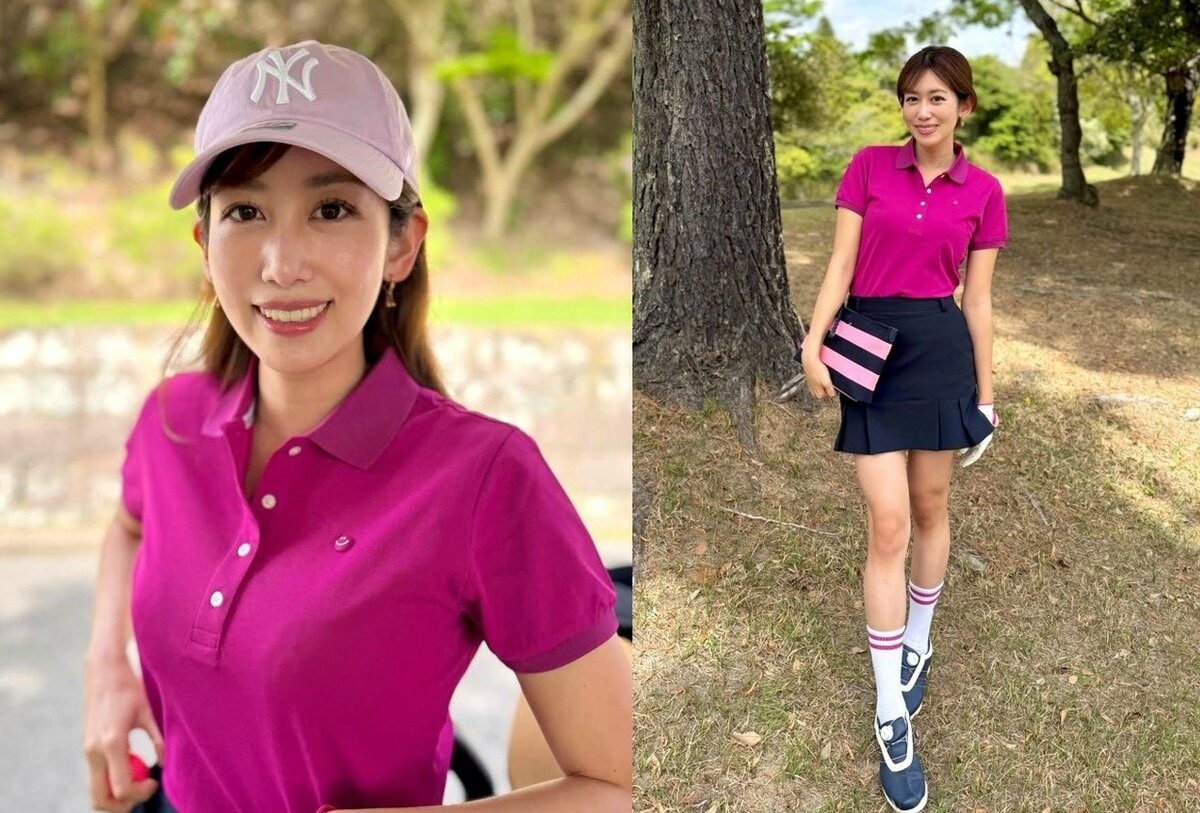 【 中川安奈 】　ゴルフウエア姿を披露　「ポロシャツと靴下のスマイルくんがポイント♥」　ファン反響　「かわいく似合ってます！」
