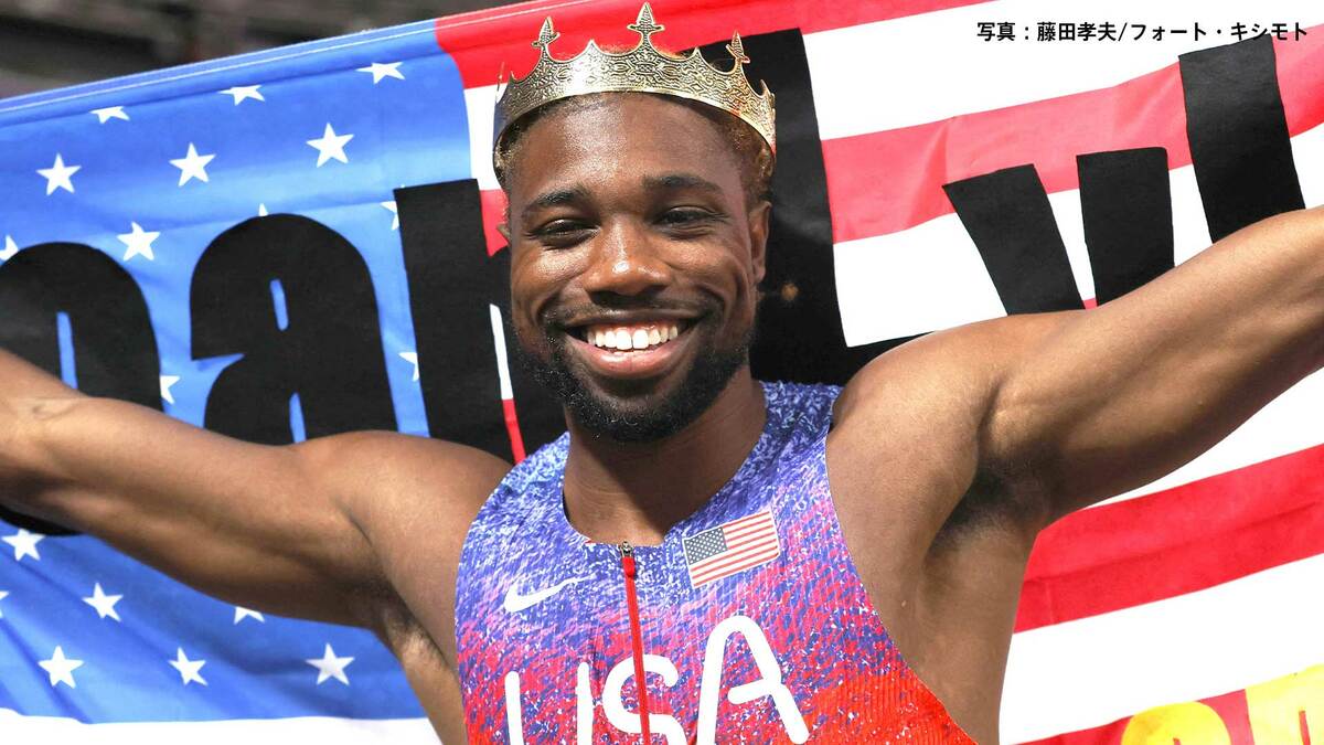 ノア・ライルズが今季初戦で10秒05、男子100mチャレンジレースにOP参加 “ワンピース”のパフォーマンスを披露