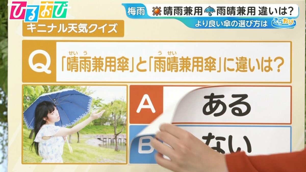 「“晴雨”兼用傘」と「“雨晴”兼用傘」違いはあるの?梅雨の時期の傘の選び方【ひるおび】