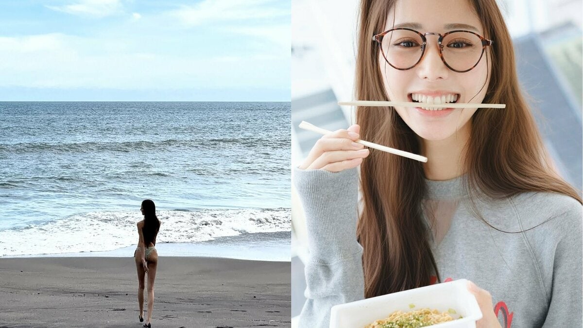 【 斎藤恭代 】ビーチに水着でバックショット＆焼きそばスマイル「夏始まるらしい」　フォロワー反響「こういうのがイイ」「夏女だね」