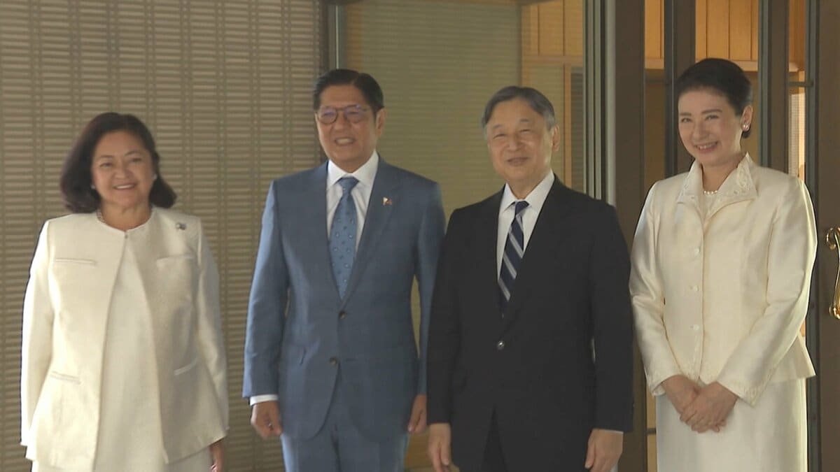 天皇皇后両陛下　国賓として来日中のフィリピン大統領夫妻を皇居に招きお別れの挨拶　雅楽の楽器を展示するなど歓迎も