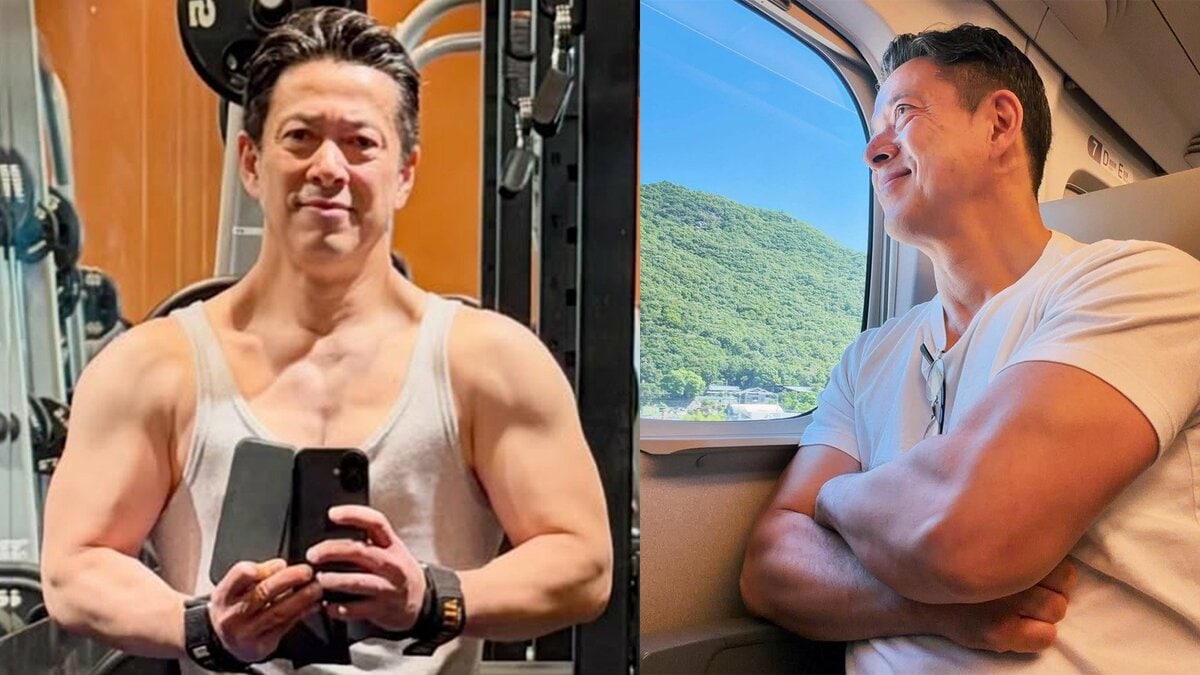 【 西川忠志 】 新幹線で〝たくましい上腕二頭筋〟ショット披露 ベンチプレス90kg持ち上げる肉体美に驚きの声 「筋肉すごい」「カッコいい」