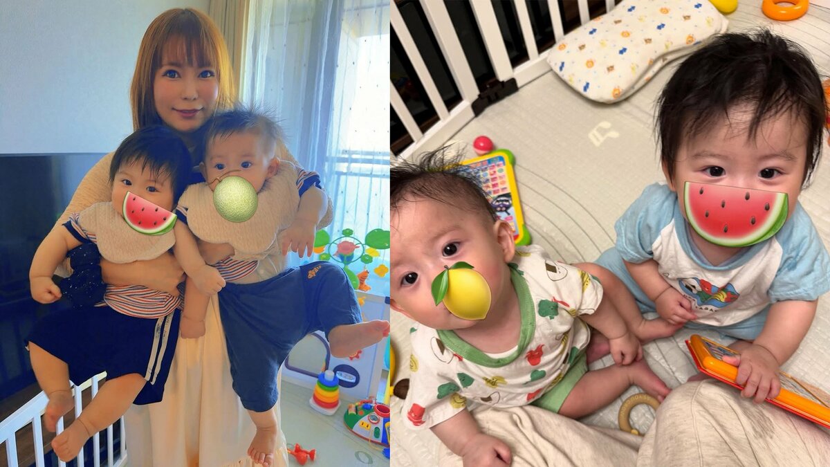 【 中川翔子 】 双子が生後8か月 「重い!ダブル抱っこいつまでいけるかな!」 〝ダブル抱っこ〟〝つかまり立ち〟ショット 一挙公開