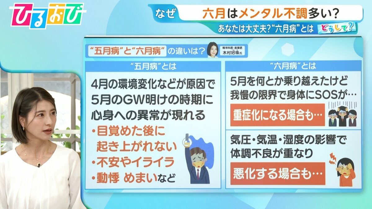 5人に1人が経験？“六月病”　五月病との違いはー精神科医が解説【ひるおび】