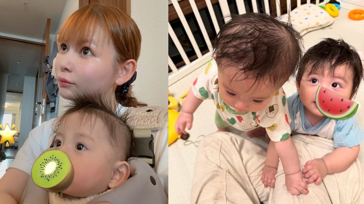 【 中川翔子 】「耳がでかい！のが弟くんそっくり遺伝したなぁ」　生後８か月の双子弟との親子ショット公開「お互い目が合うと爆笑してる」