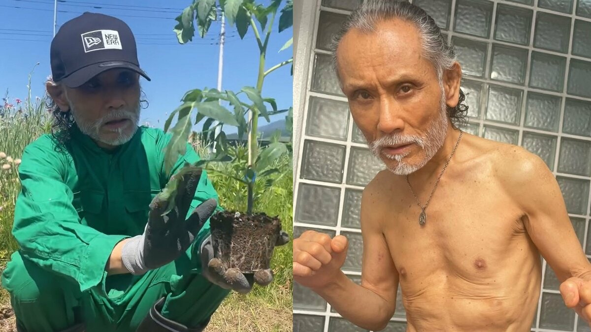 【 片岡鶴太郎 】「自然の力を感じるひとときです」野菜の苗を植え 生み出す71歳の“菜食筋肉ボディ”
