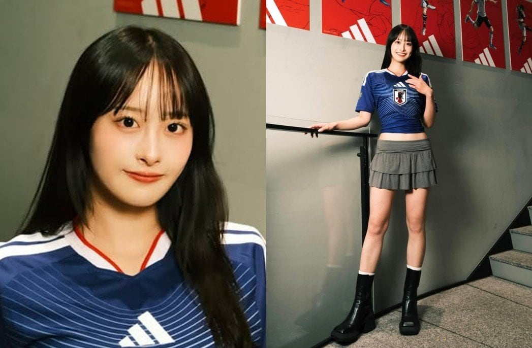 【 相沢菜月 】 「これ着て応援するぞ〜」 サッカー日本代表 ユニフォーム姿でポーズ