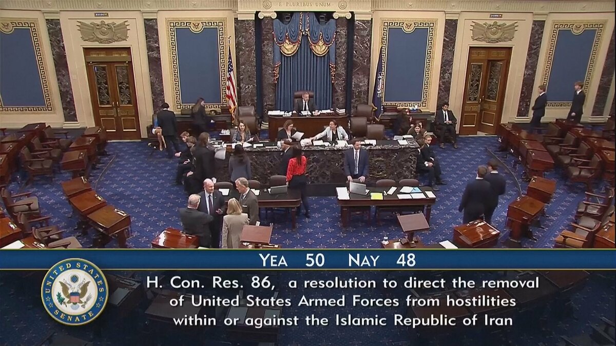 米議会上院　イラン攻撃を制限する決議案を可決　与党の一部も賛成　トランプ政権に痛手　決議に拘束力はなし