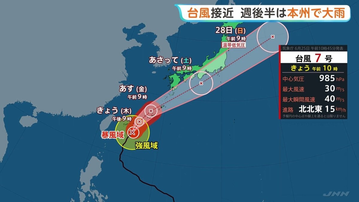【ダブル台風　週末は大雨に】台風7号接近…週後半は本州で大雨　8号は熱帯低気圧に変わっても湿った空気で雨増【台風情報・予報士解説】