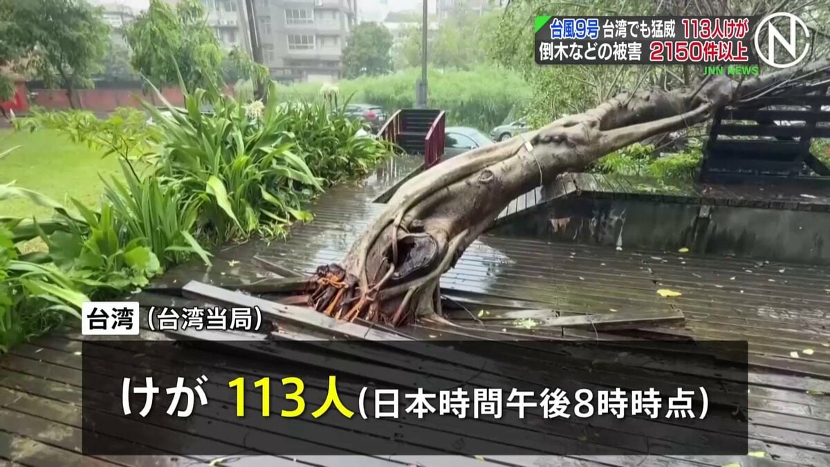 台風9号の影響　台湾で113人けが、倒木や建物損壊などの被害報告2150件以上