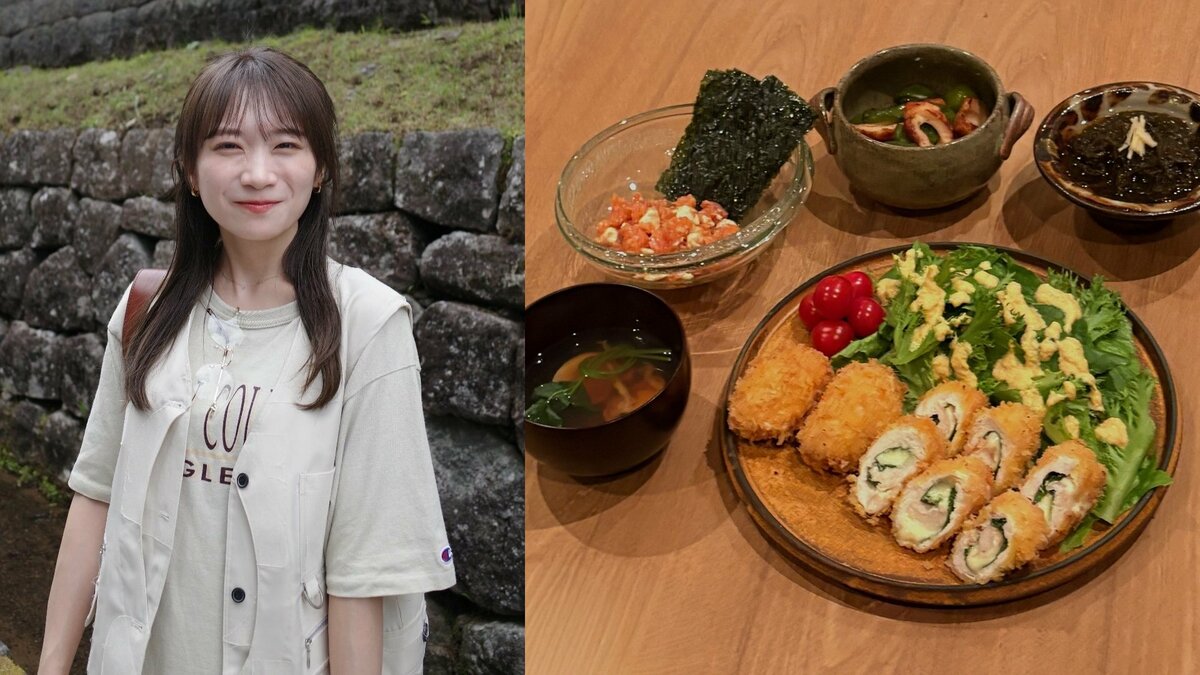 【 秋元真夏 】「もぐ。」ロケでゲットした食材で「チーズチキンカツ・サーモンタルタル・蛤のお吸い物」等々 フォロワー絶賛「なんて完璧なご飯なんでしょう」【 #割烹まなつ 】
