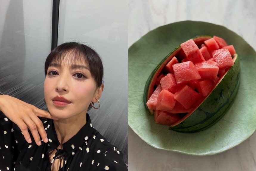 【望月理恵】「皆様熱中症にご注意ください」大好物のスイカで水分補給を呼びかけ 斬新な“映えカット”に「やっぱアイデアやね」と絶賛殺到