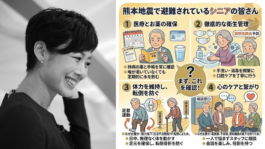 【 熊本地震 】有働由美子〝停電されている方々〟楽になる方法や注意点を複数発信　〝身体の声を聞いて無理をしすぎないよう〟高齢者にも注意点を呼びかけ