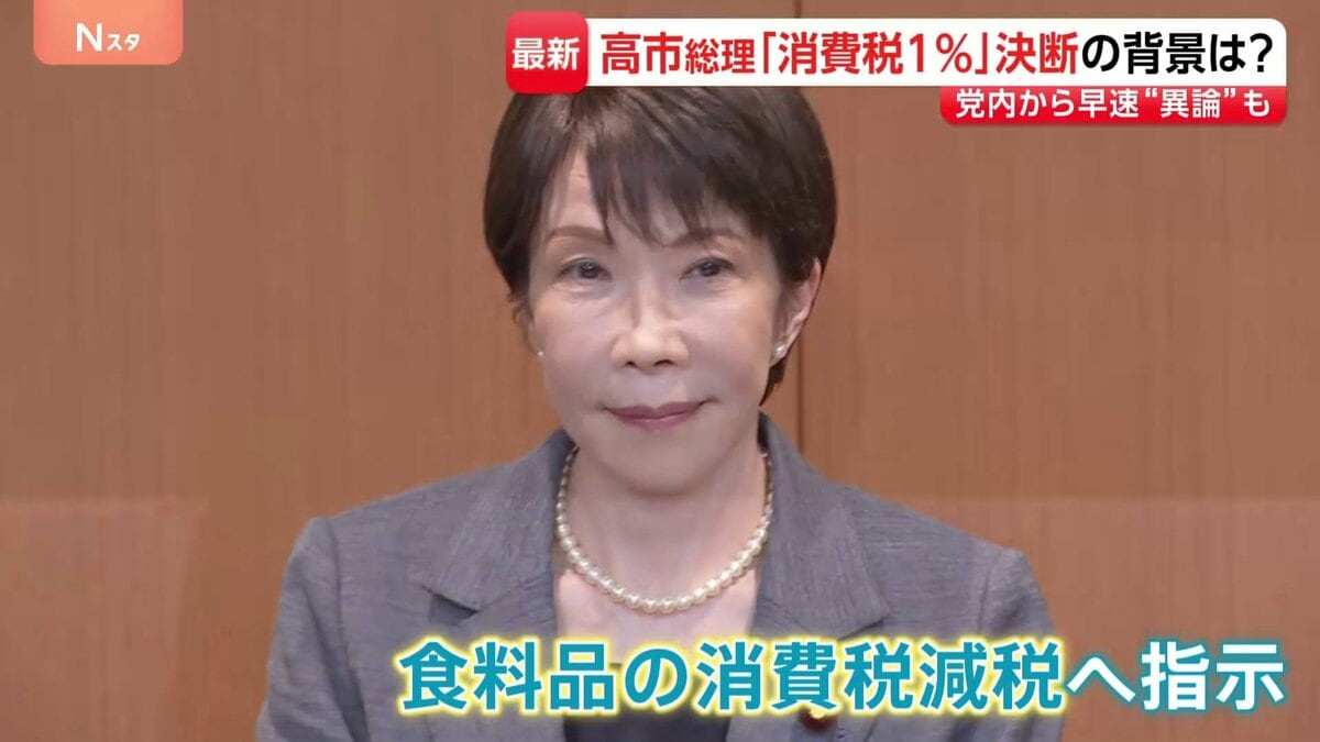 食料品の消費税「実質ゼロ 」へ 高市総理“トップダウン”での意思表明 自民党内でも異論根強く…意見集約に向けた議論は難航か