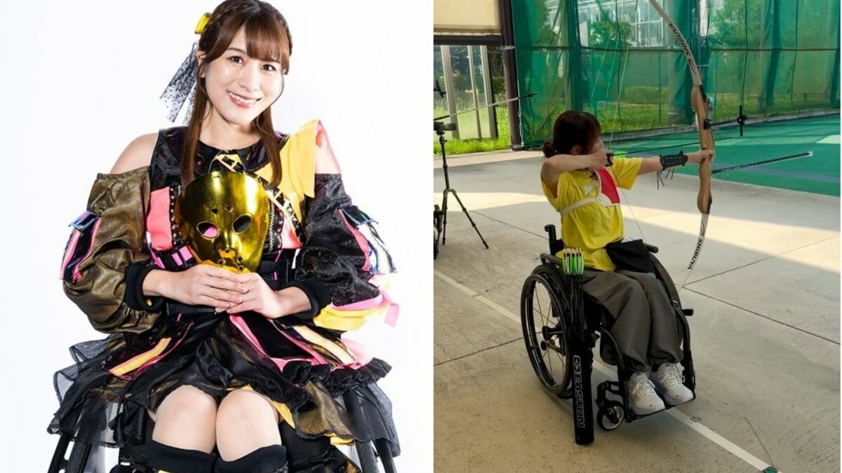 【 車椅子アイドル・猪狩ともか 】パラアーチェリーに初挑戦「あーっ!9だ」 爽快に刺さるが悔しさも【 仮面女子 】