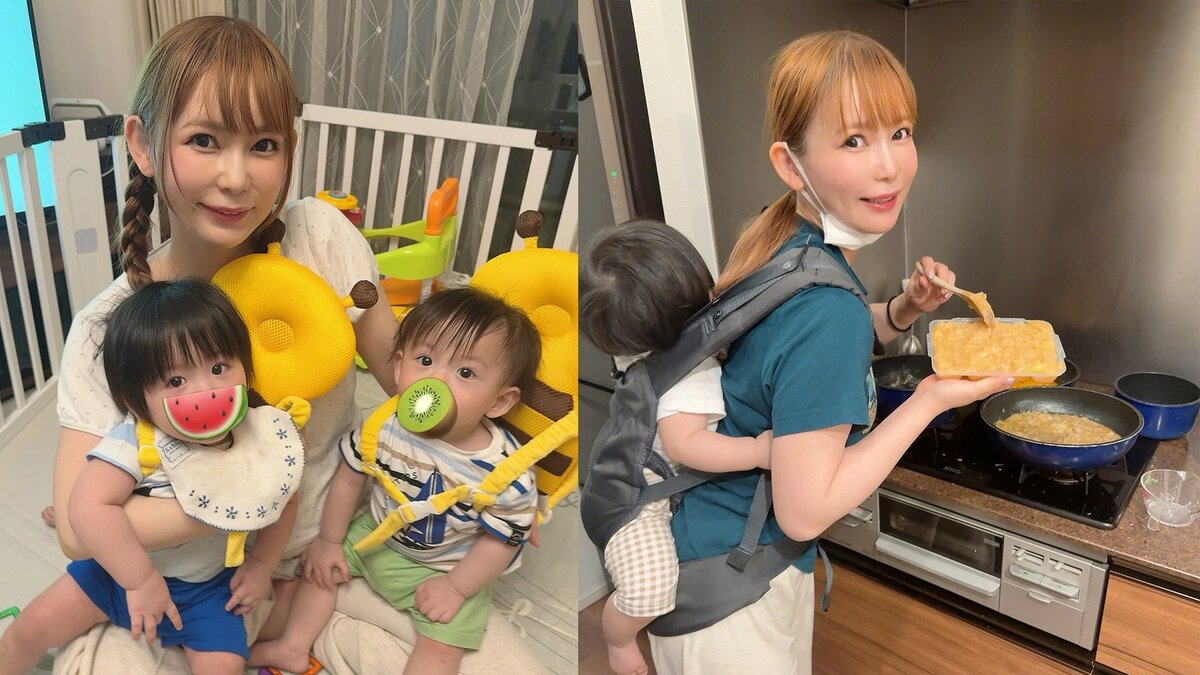 【 中川翔子 】 コンロ3つフル稼働で双子のための大量離乳食ストック完成 「双子すぐなくなってく!」おんぶ紐で奮闘する姿に「尊敬」「同志」の声
