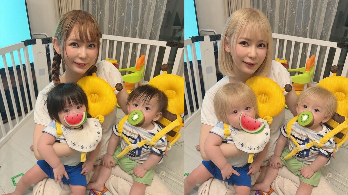 【 中川翔子 】 「ハイトーン金髪ボブにしたい」AI加工でイメチェン妄想 双子の金髪ショット公開に「おそろいかわいすぎる」「めちゃくちゃ似合う」