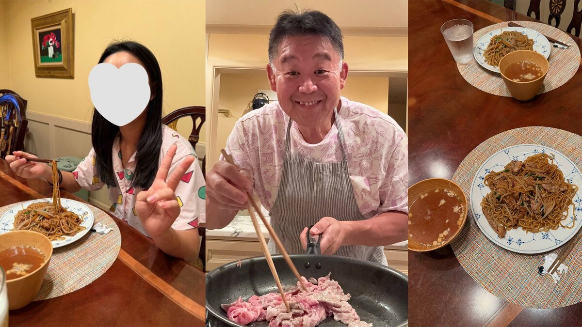 【 花田虎上 】 「キッチン花田オープン」妻不在で手作り夕食 次女と二人で焼きそば味わう「久しぶりにオープンしました!いらっしゃいませ」