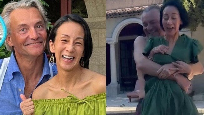 【 中村江里子 】夫に抱かれプールにドボン 夏休み最後の日は家族のイタズラ 南仏暮らしの一コマ