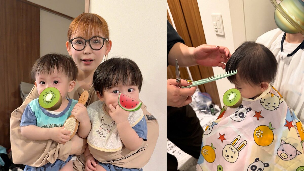 【 中川翔子 】 “1歳目前の双子” 初ヘアカットを報告 自宅で出張散髪「男の子は髪型で印象かわるなあ!」