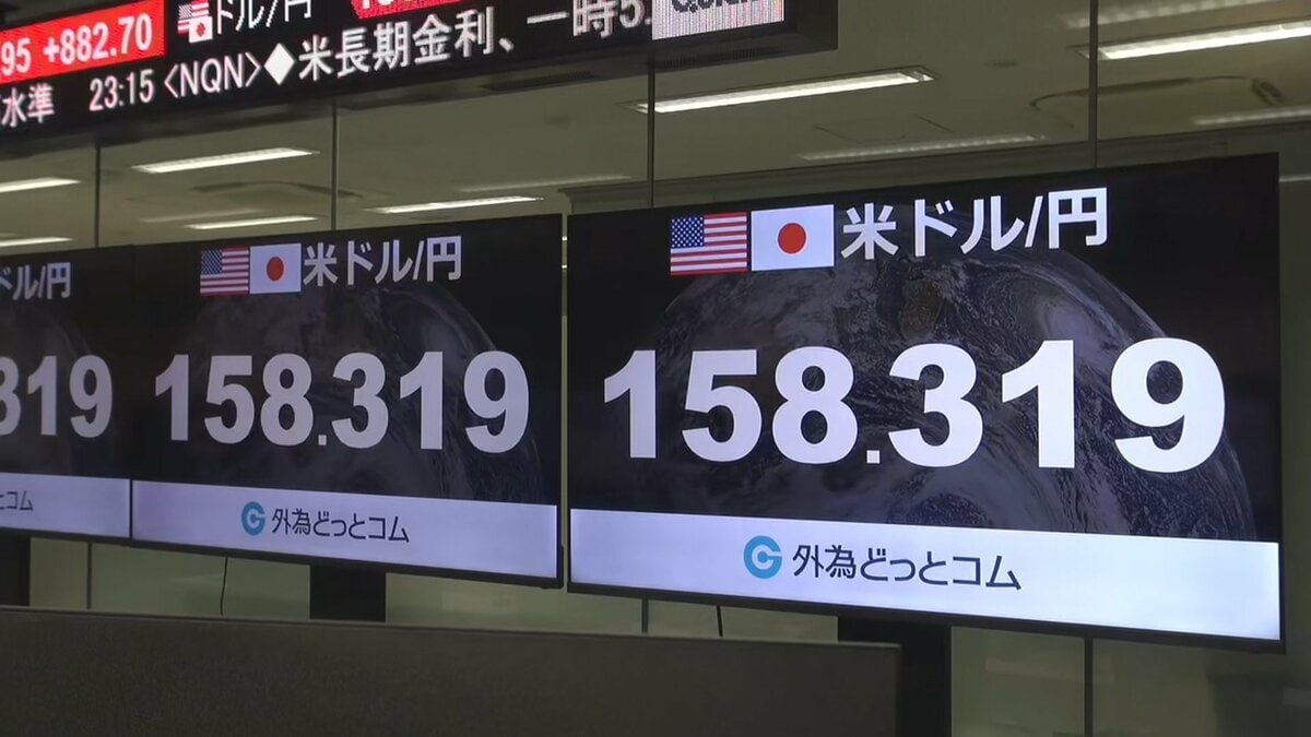円安進み一時1ドル＝158円台　“レートチェック”前の水準に